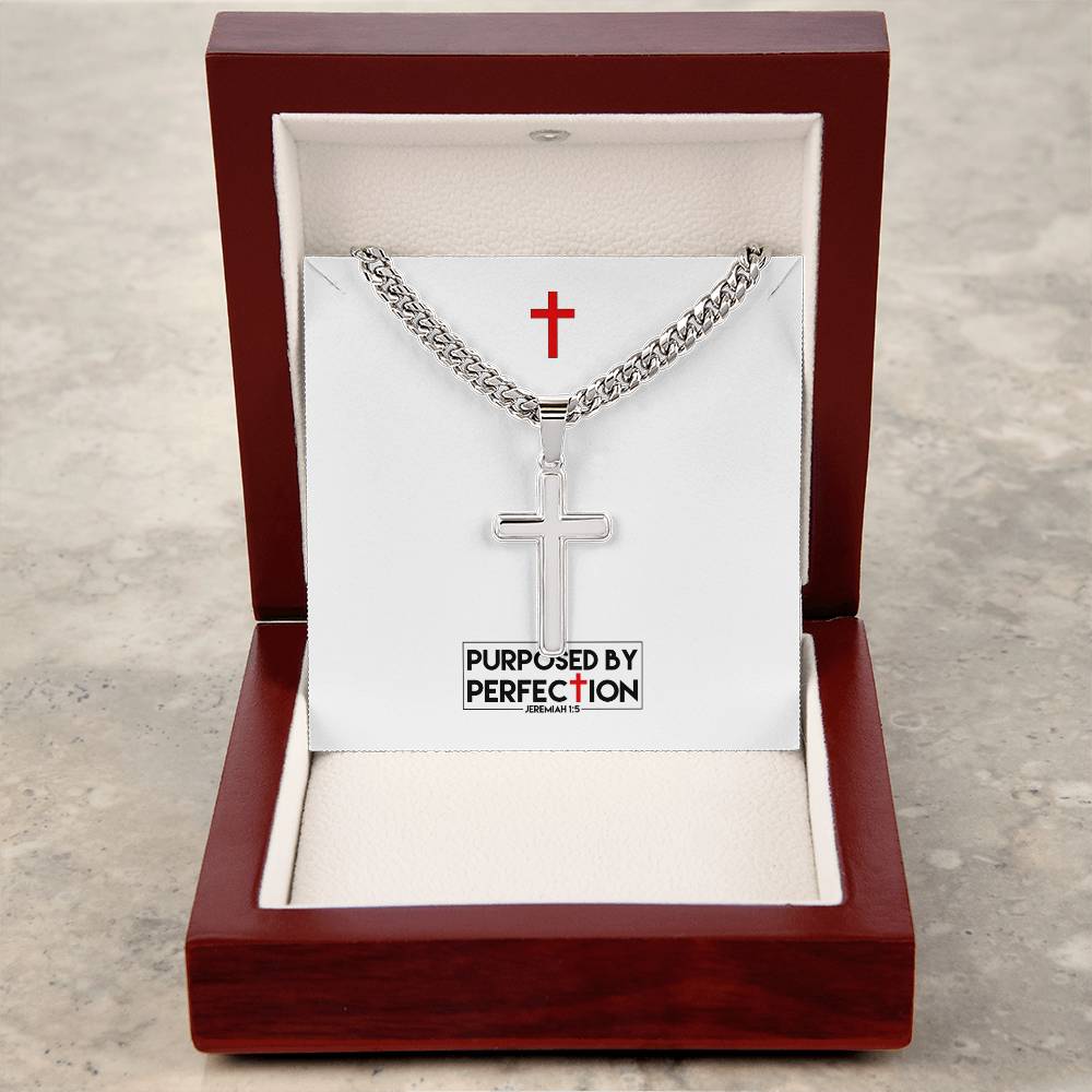 Purposed by Perfection - Jer 1:5 - Mens Cross Necklace