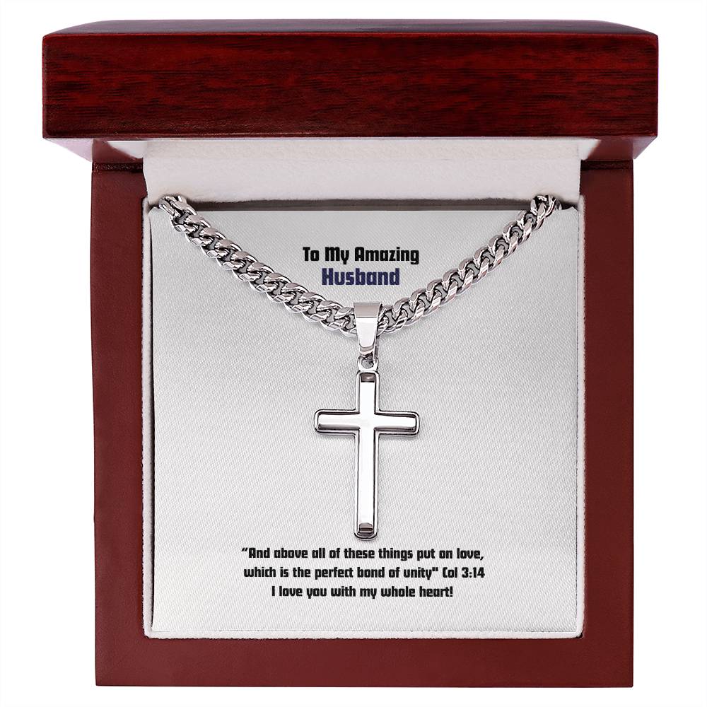 Husband - Men's Cross Necklace - Col 3:14