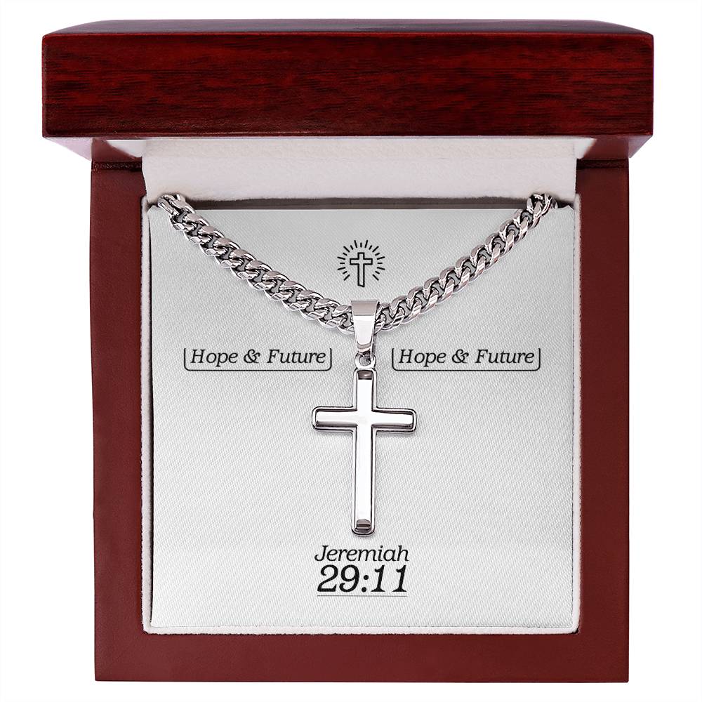 Hope & Future - Jer 29:11 - Mens Cross Necklace