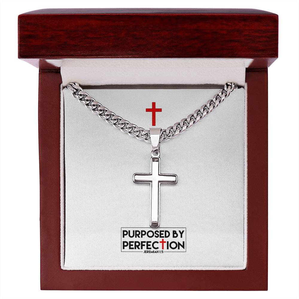 Purposed by Perfection - Jer 1:5 - Mens Cross Necklace