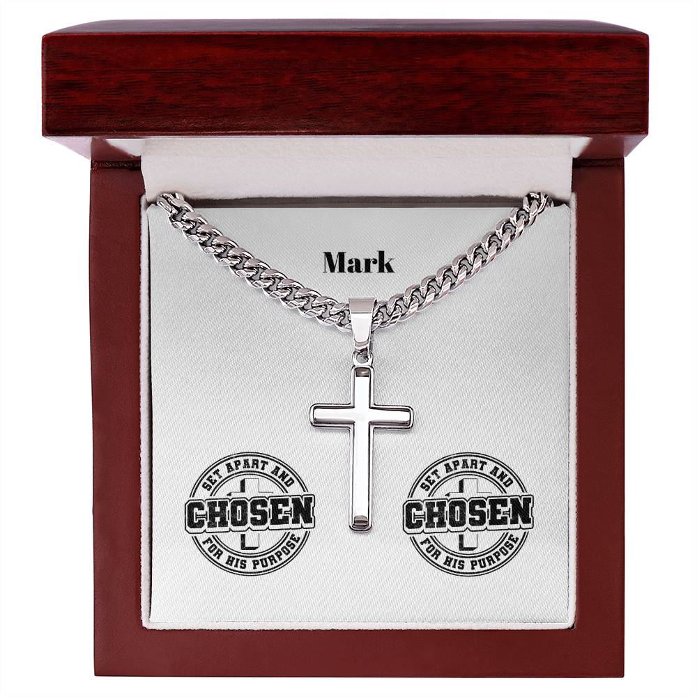 Personalizable - Set Apart & Chosen - Mens Cross Necklace