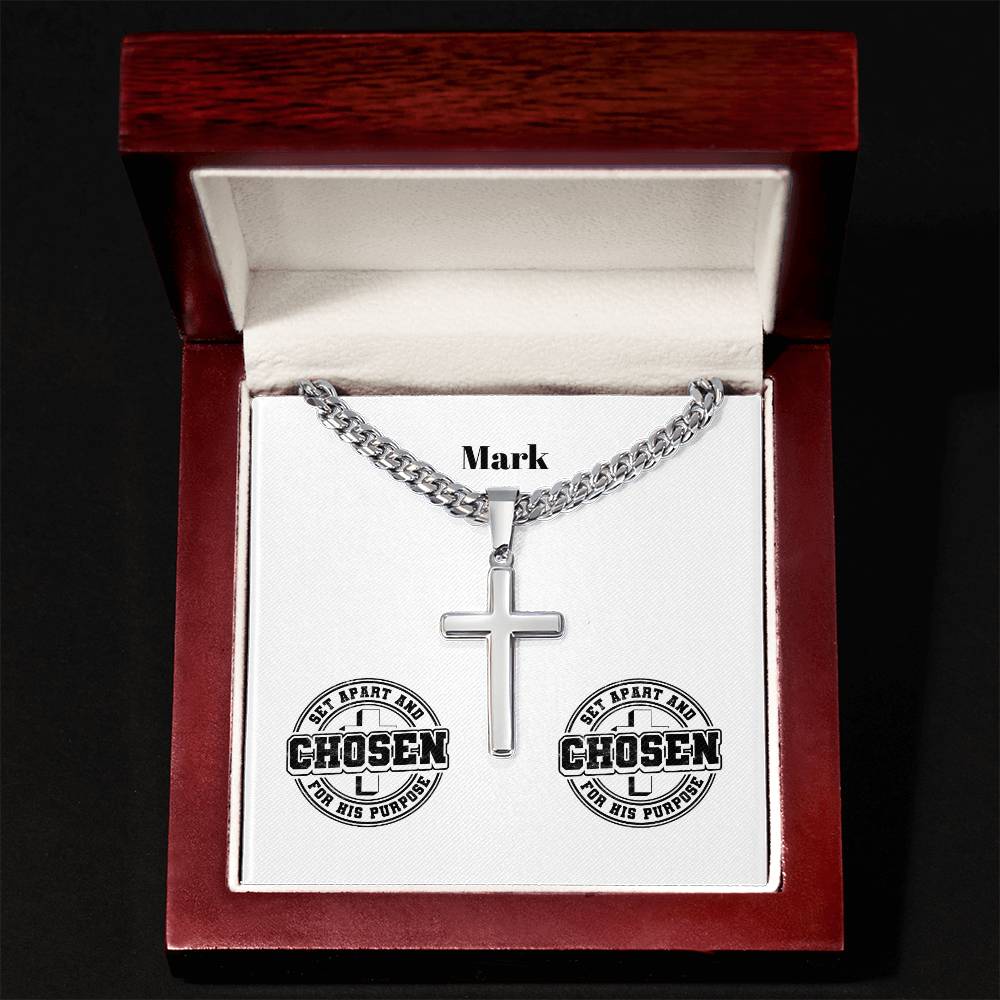 Personalizable - Set Apart & Chosen - Mens Cross Necklace