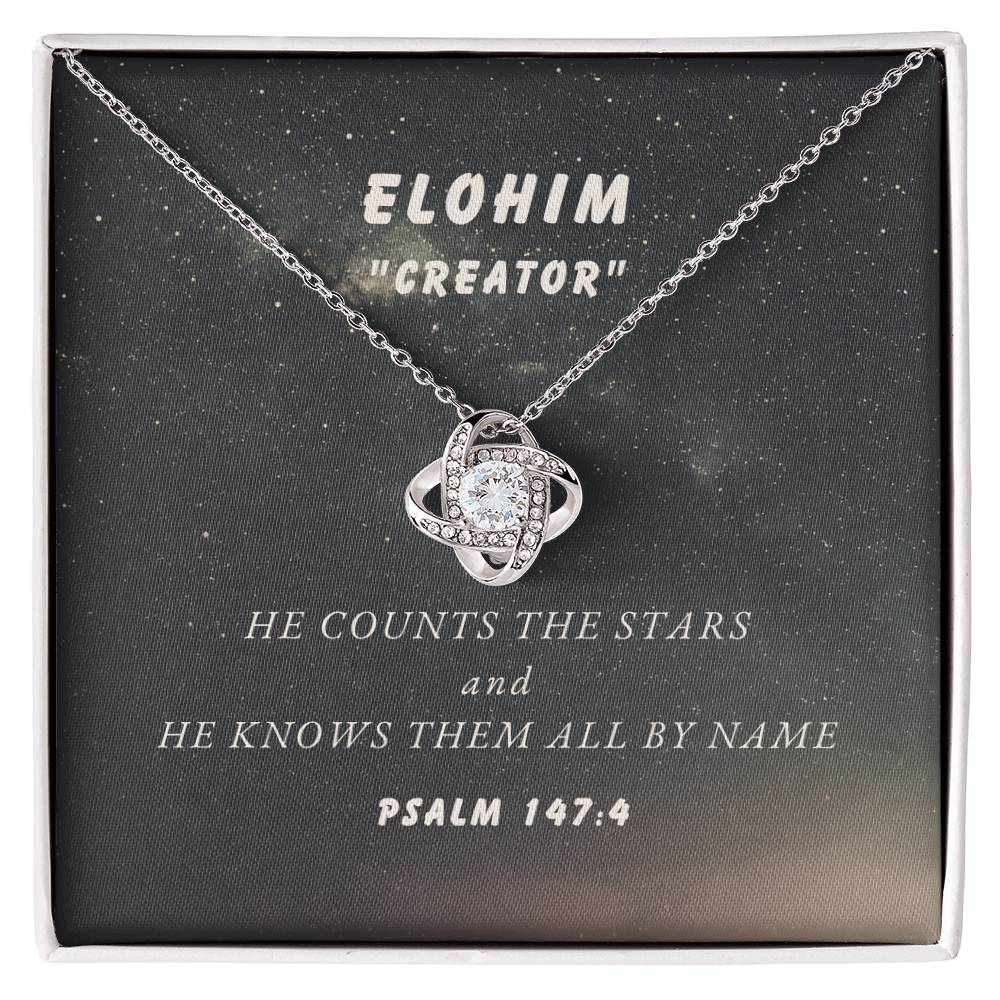 "Elohim - Creator" - Psalm 147:4 - Names of God Collection - Love Knot Women's Necklace
