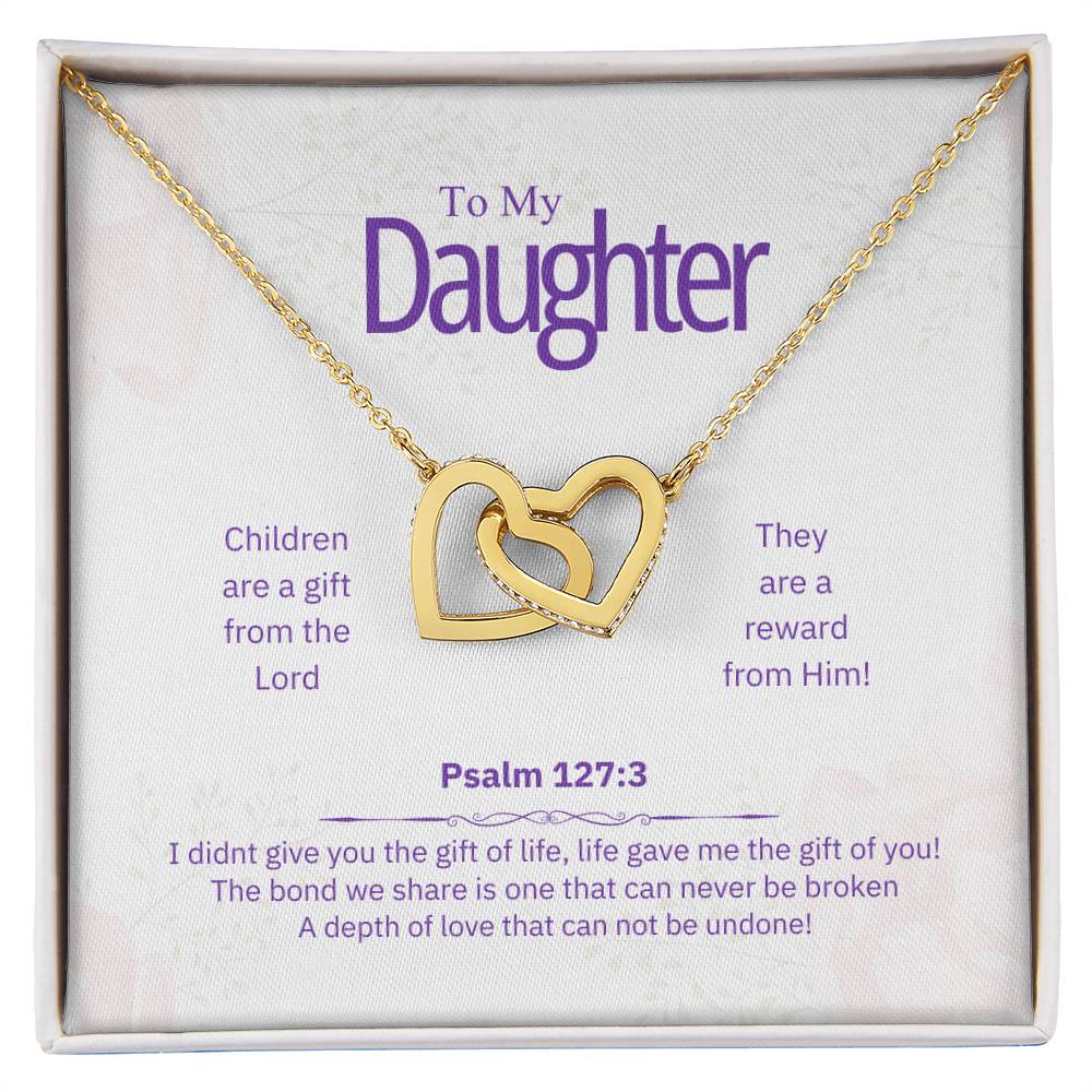 "Daughter, Children are a Gift" - Psalm 127:3- Interlocking Hearts Women's Necklace