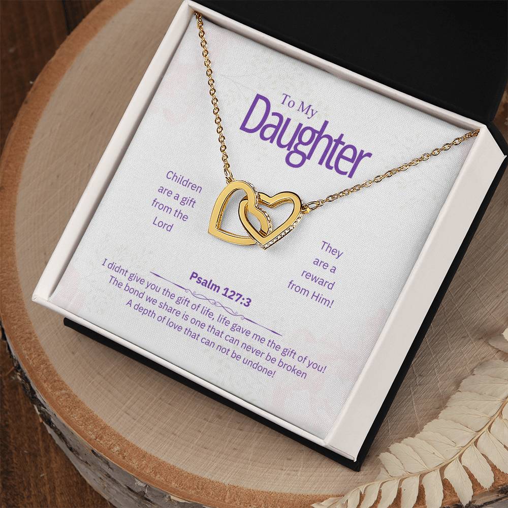 "Daughter, Children are a Gift" - Psalm 127:3- Interlocking Hearts Women's Necklace