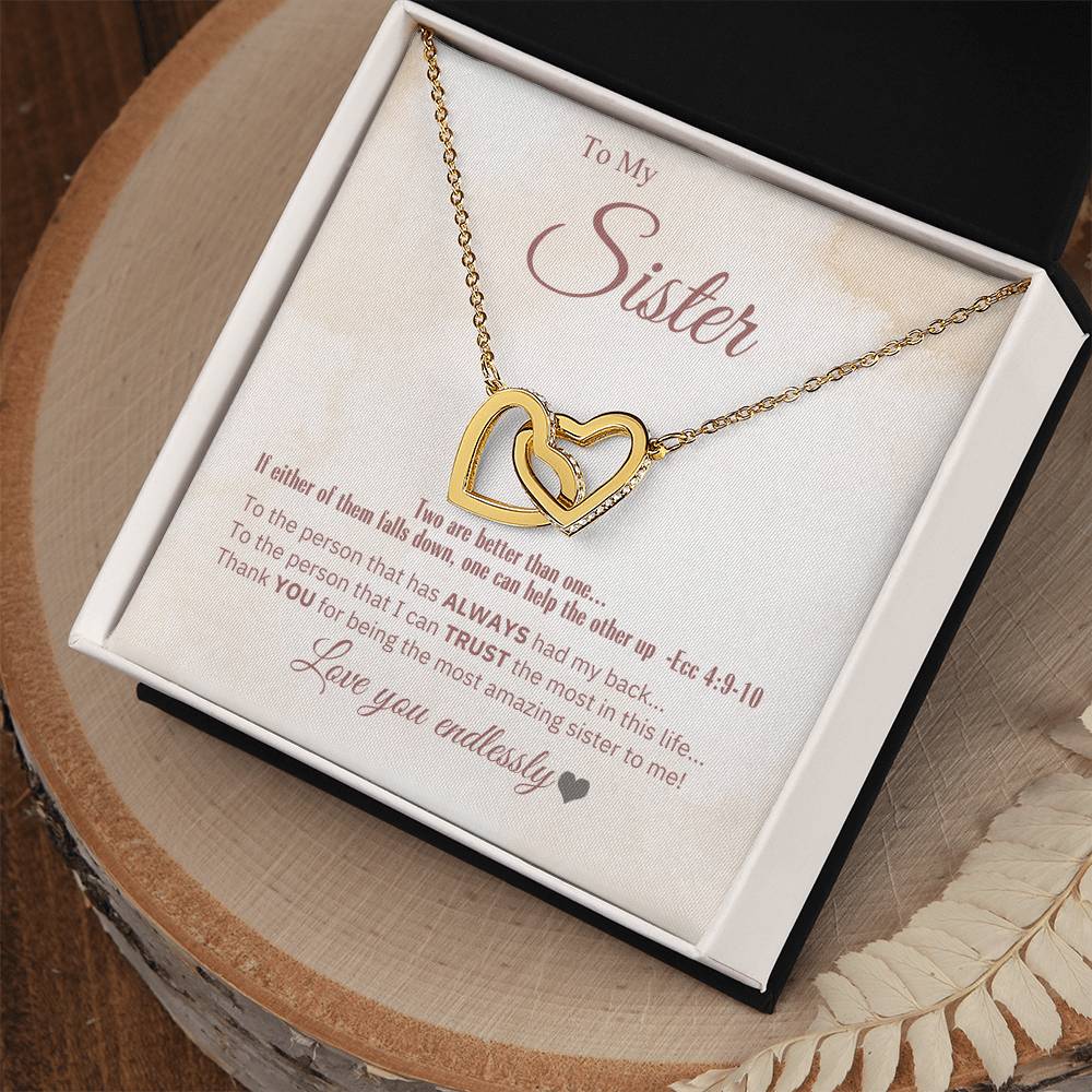 "Sister, 2 Are Better Than 1" - Ecc 4:9-10- Interlocking Hearts Women's Necklace