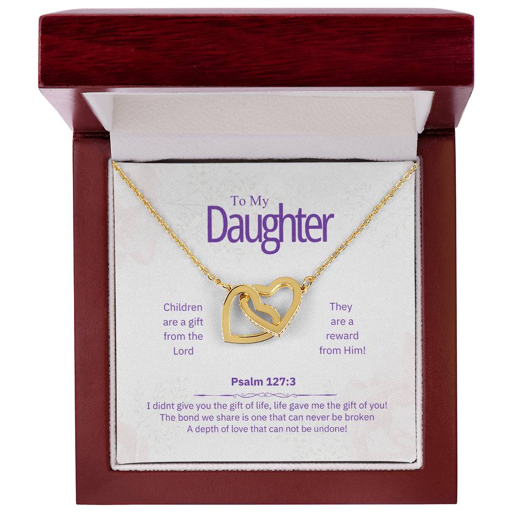 "Daughter, Children are a Gift" - Psalm 127:3- Interlocking Hearts Women's Necklace