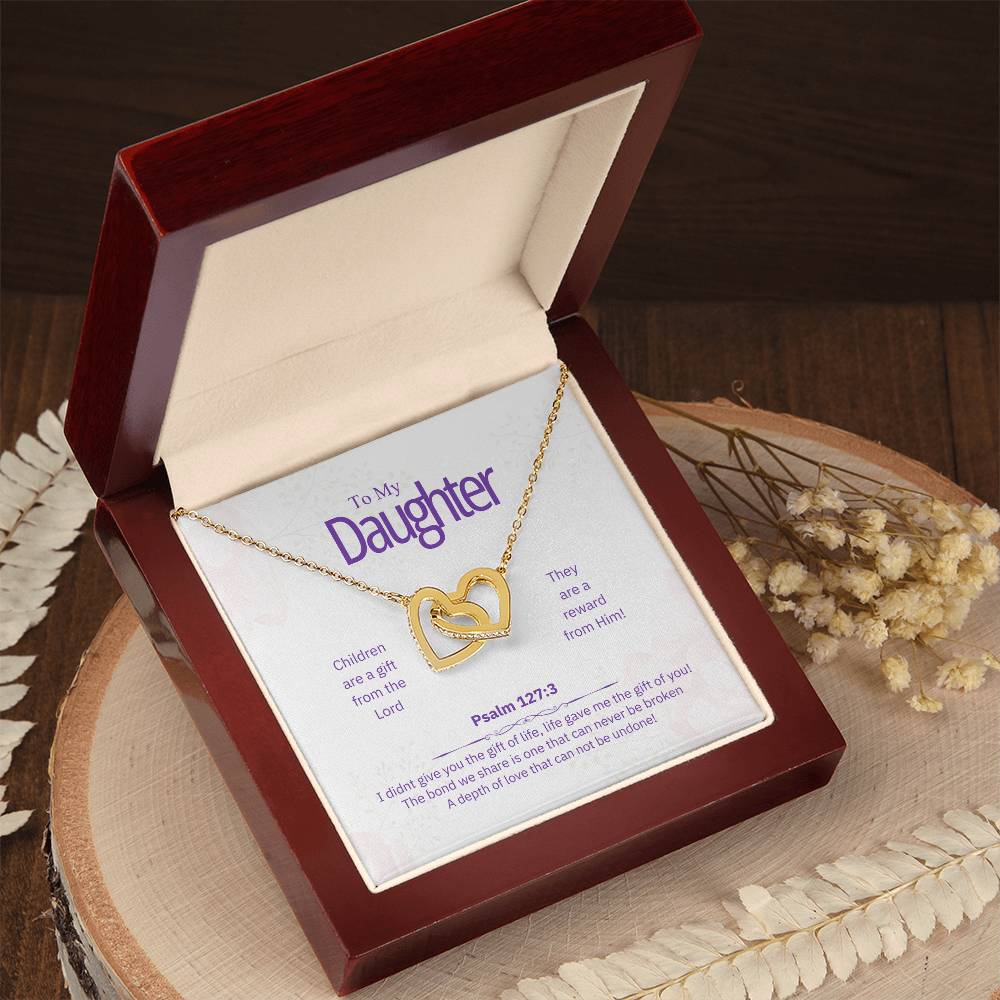 "Daughter, Children are a Gift" - Psalm 127:3- Interlocking Hearts Women's Necklace