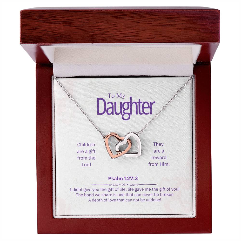 "Daughter, Children are a Gift" - Psalm 127:3- Interlocking Hearts Women's Necklace