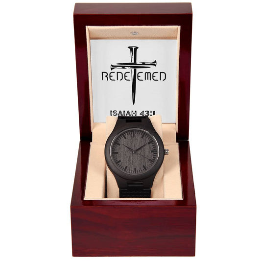 "Redeemed" - Isa 43:1- Men's Wooden Watch