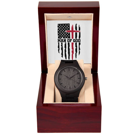 "Man of God (USA Cross)"  - Men's Wooden  Watch