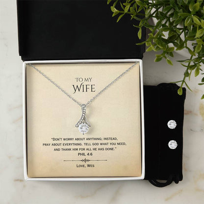 *CUSTOM* "Wife - Don't Worry" - Phil 4:6 - Alluring Beauty Earring Bundle