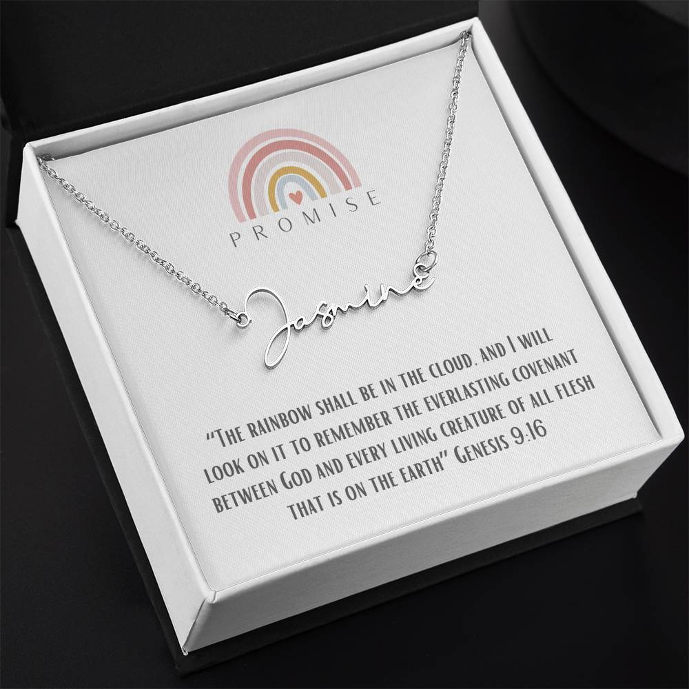 "Promise" - Genesis 9:16 - Women's Signature Style Name Necklace