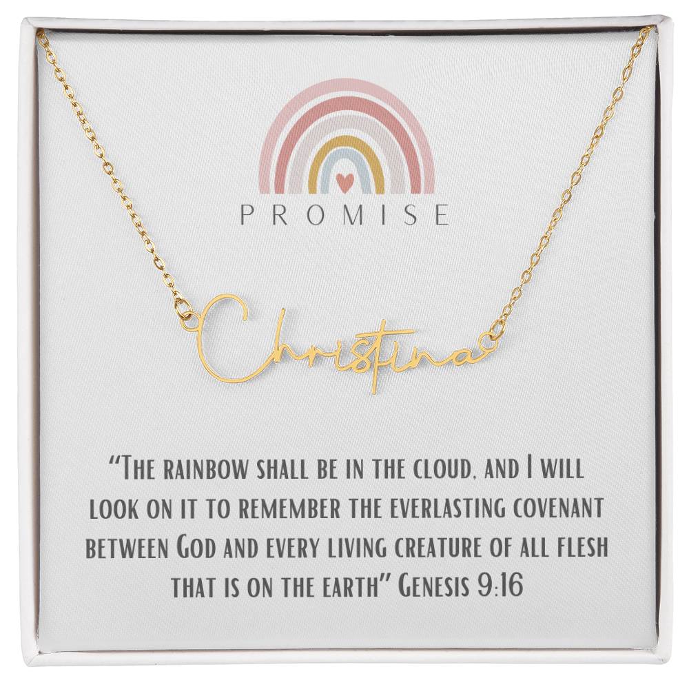 "Promise" - Genesis 9:16 - Women's Signature Style Name Necklace